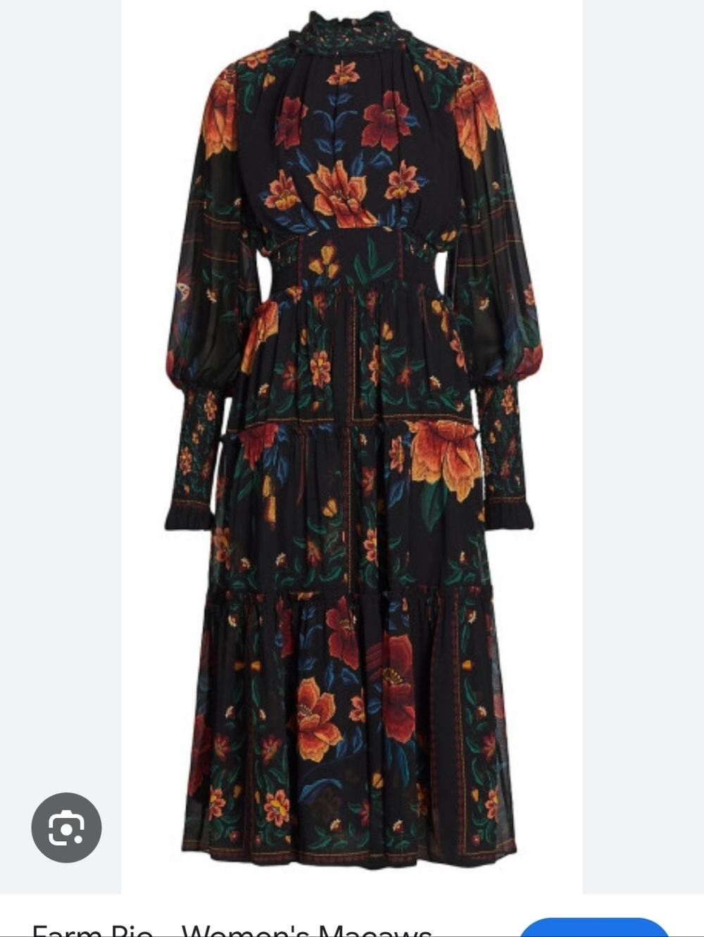 FARM Rio Black Maxi Dress with Orange and Yellow Floral Print